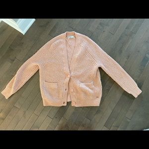 salmon pink chunky knit sweater